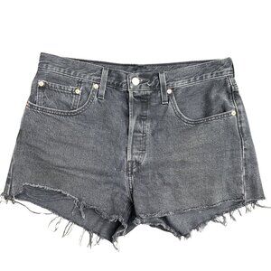 Levi’s 501 Distressed Black Denim Shorts Women’s Size W30